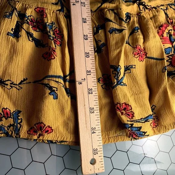 Knox Rose Dress Womens Small Golden Yellow Floral Folkloric A Line 3/4 Sleeves - Picture 7 of 13